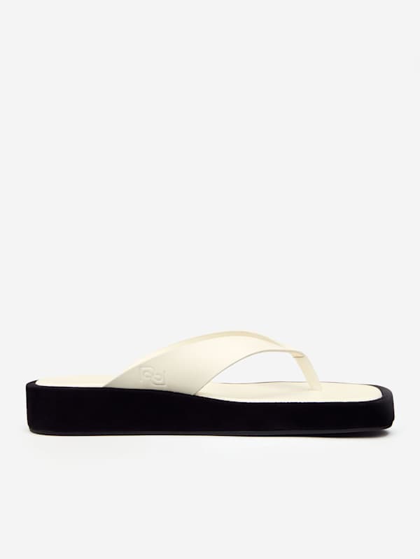 Tongs plateformes Eden - Blanc et noir