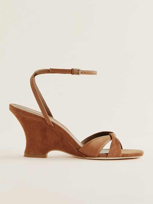 Margo Wedge Sandal - Rum Suede Leather