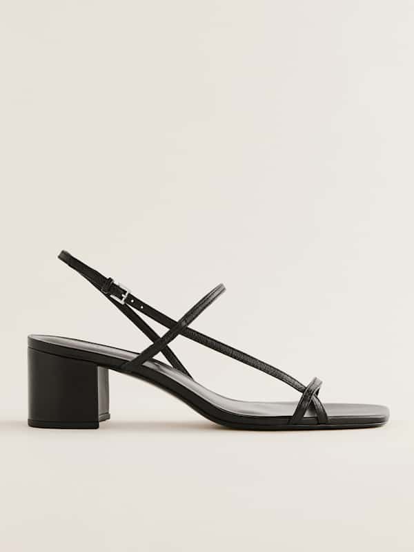 Serenity Block Heeled Sandal - Black Leather