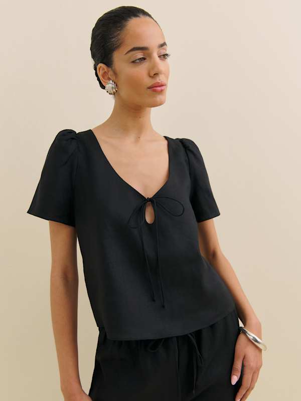 Haut en lin Mayla - Noir