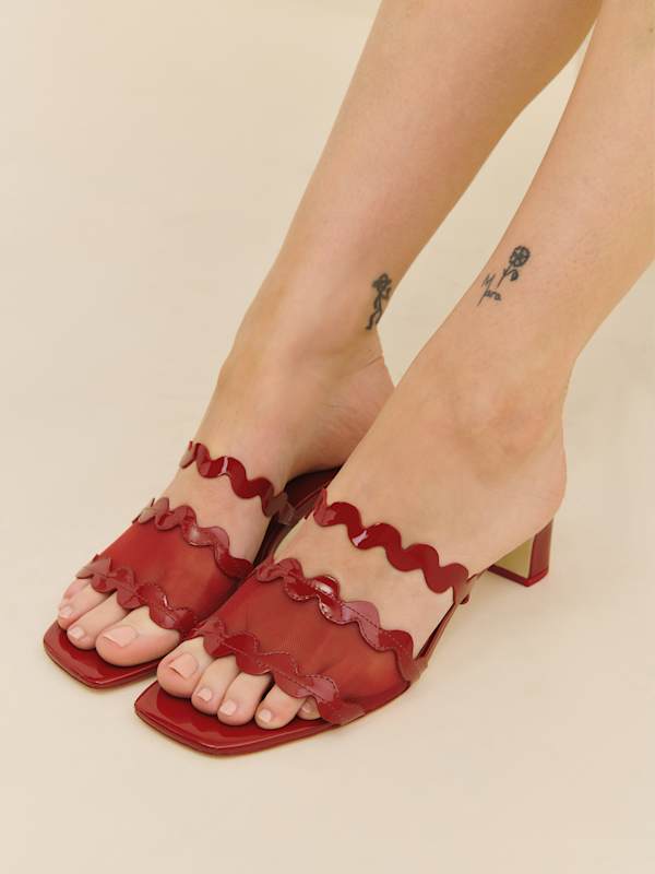 Maureen Block Heel Sandal - Scarlet Mesh
