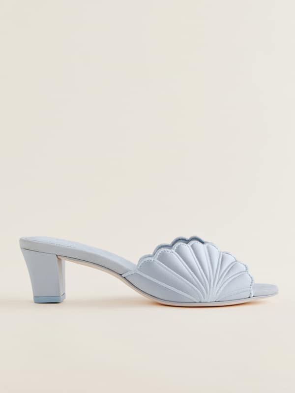 Waldena Block Heeled Mule - Mist Satin