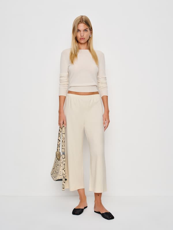 Pantalon court en maille Ruby - Amande