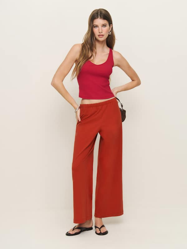 Ruby Cropped Knit Pant - Sundried Tomato