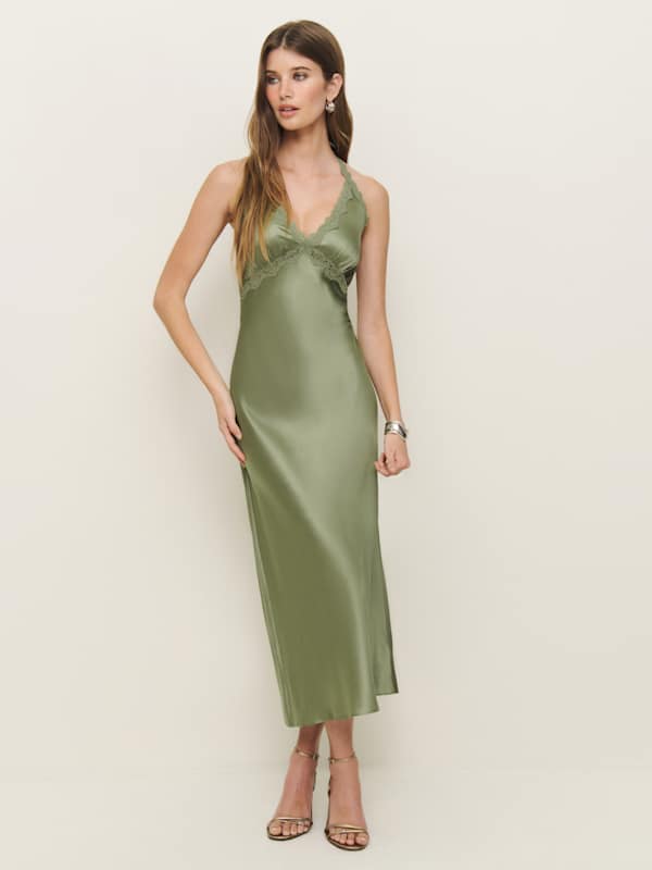 Nora Silk Dress - Artichoke
