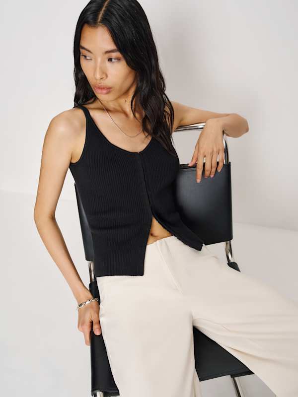 Pull sans manches en coton Eloise - Noir