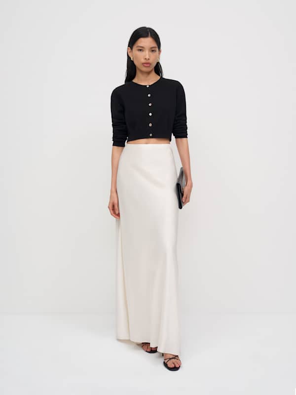 Cardigan ras-du-cou en cachemire Janie - Noir