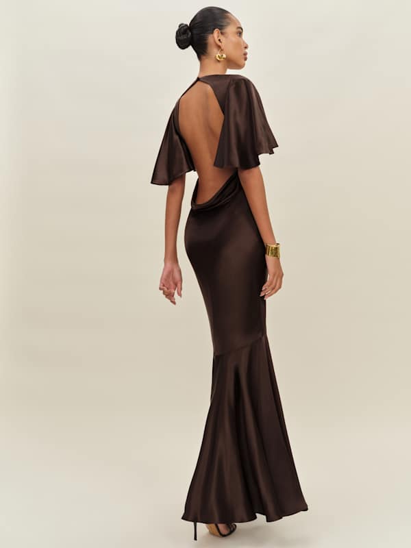Thea Silk Dress - Black Bean