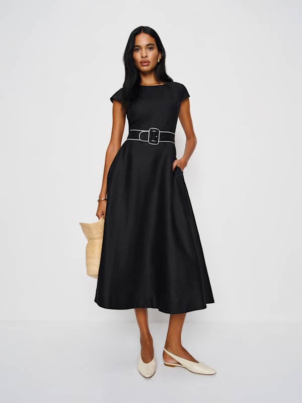 Robe en lin à ceinture Felipe - Noir