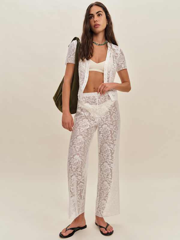 Olina Cropped Pant - White Lace