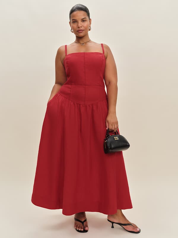 Katarin Linen Dress Es - Lipstick