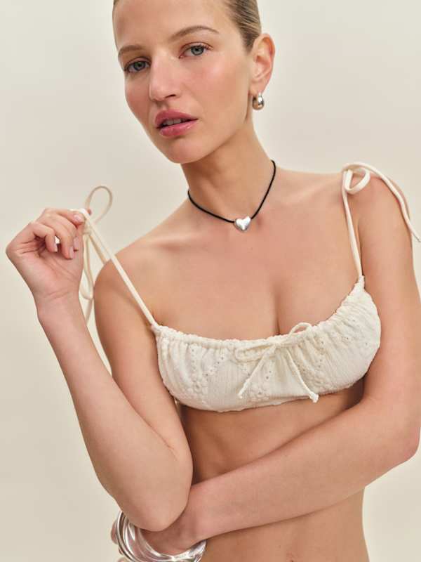 Kahiwa Bikini Top - White Eyelet