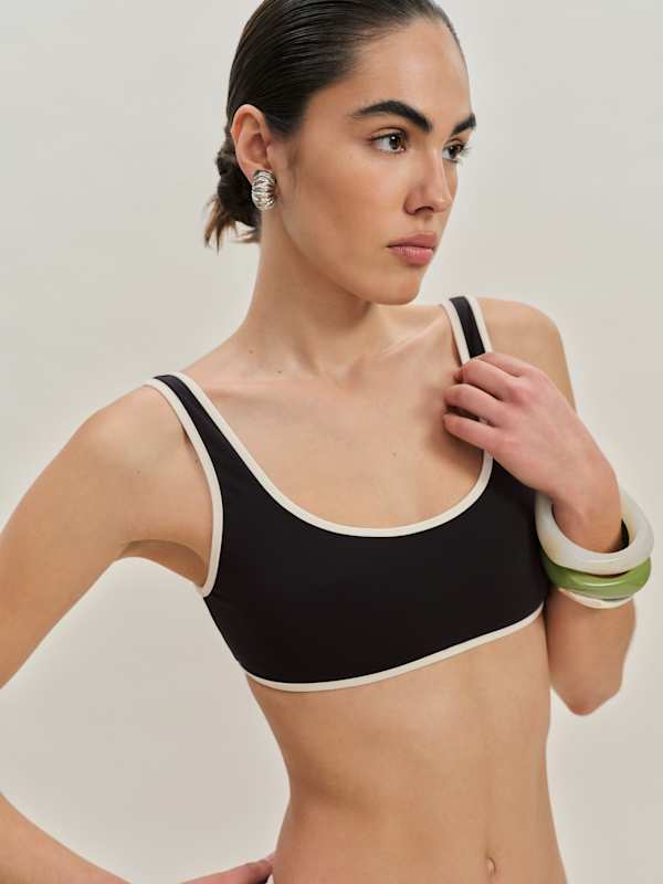 Vicky Bikini Top - Black Fior