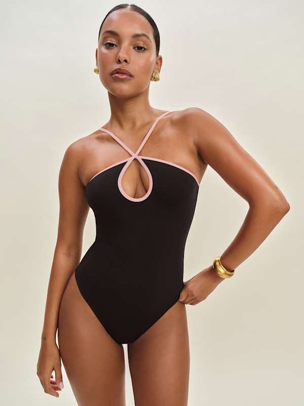 Maillot de bain Algarve - Noir et rose layette