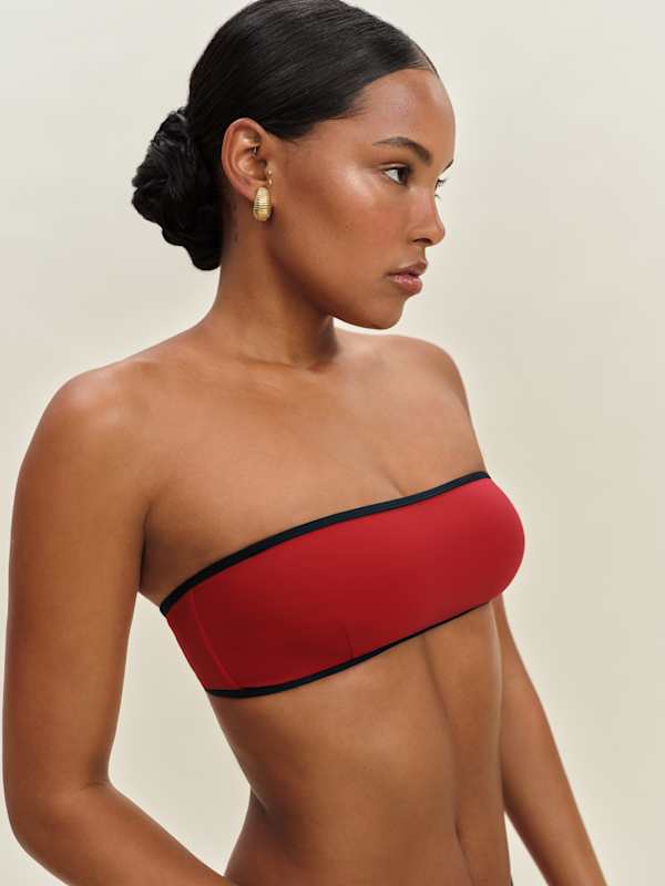 Haut de bikini Praia - Rouge à lèvres et bleu nuit