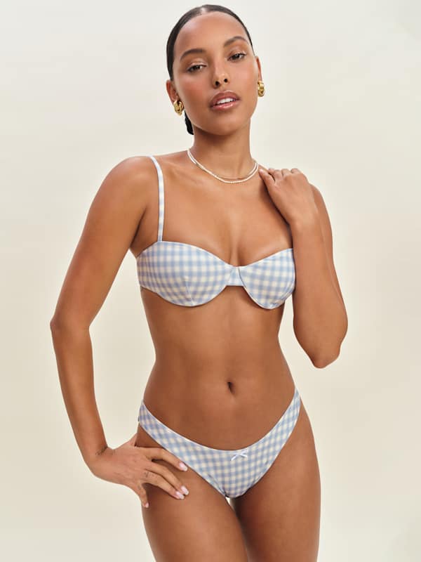 Culotte de bikini Amore - Crystal à carreaux et nœuds