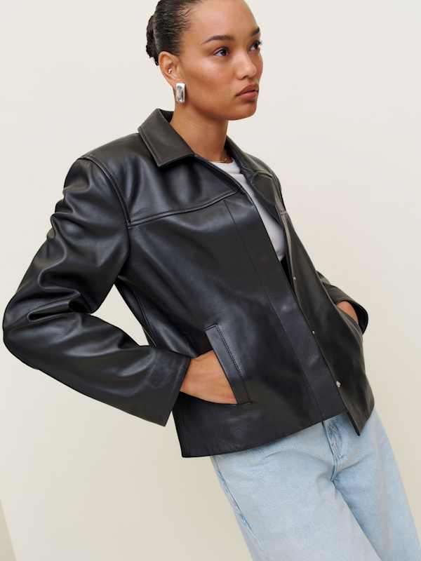 Veste en cuir Veda Louisa - Noir