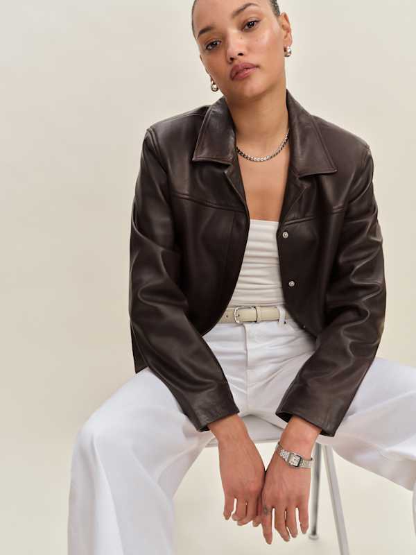 Veste en cuir Veda Louisa - Brun