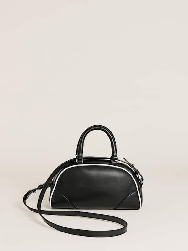 Mini sac Claudia - Cuir noir/Blanc