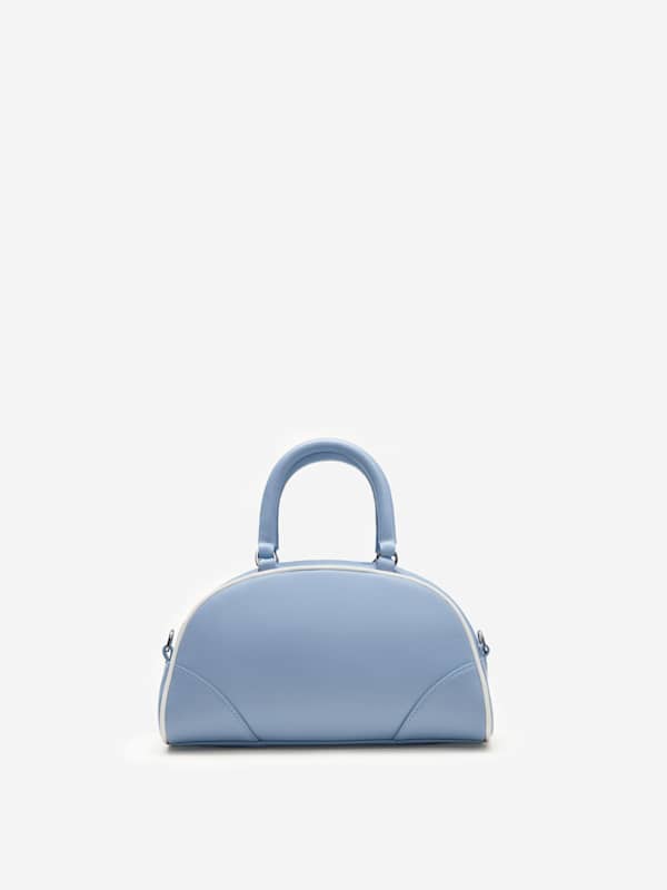 Mini sac Claudia - Bleu clair/Cuir amande
