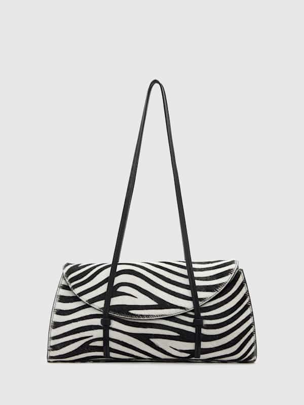 Sac porté épaule Elena - Cuir façon poulain zèbre