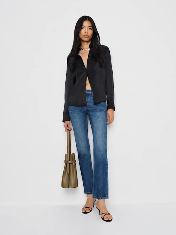 Jean stretch court slim droit taille basse Luca - Mellusine