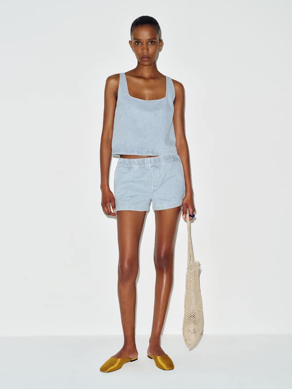 Theo Low Rise 2.5 Pull On Denim Shorts - Island Stripe