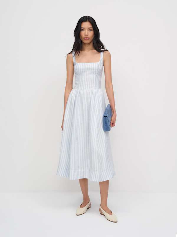 Janu Linen Dress - Swan Stripe
