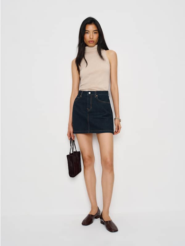 Mini-jupe taille haute en jean Rue - Ondine