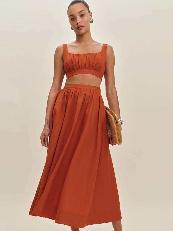 Ensemble en lin Shannon - Orange sanguine