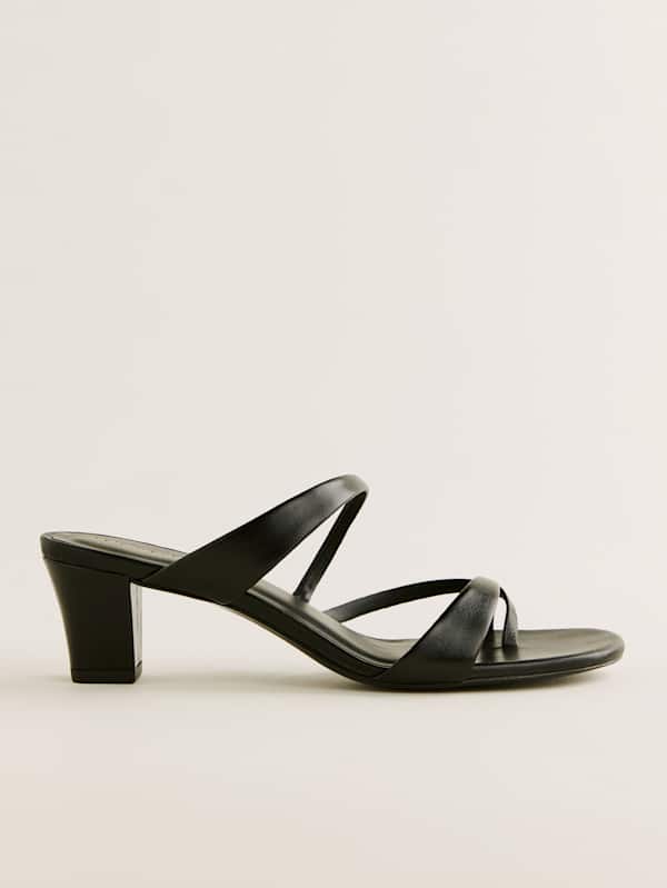 Shyla Heeled Sandal - Black Leather