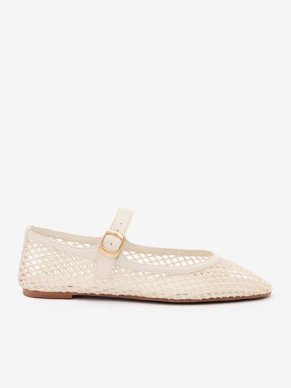 Tilly Ballet Flat - Ivory Crochet