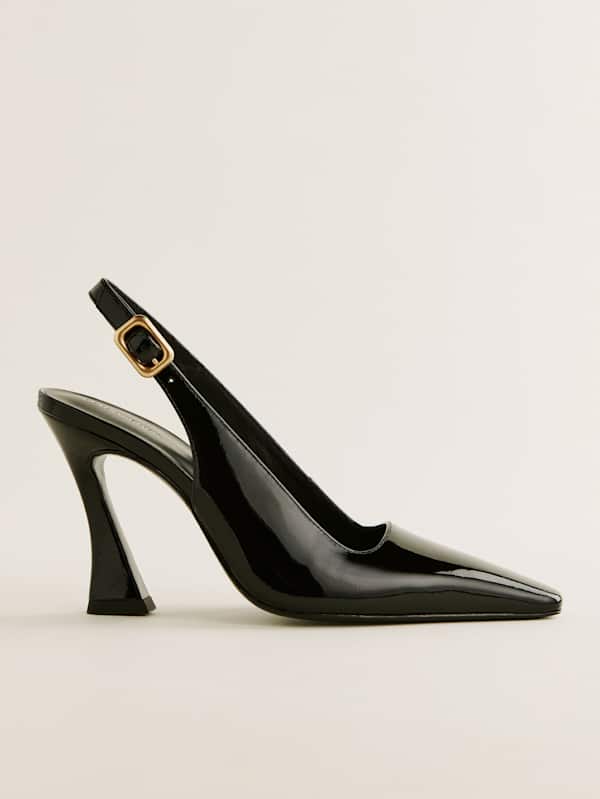 Chaussures à talons et brides arrière Nour - Noir verni