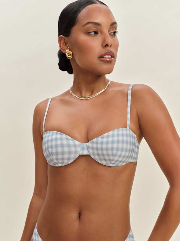 Haut de bikini Makena - Crystal à carreaux et blanc