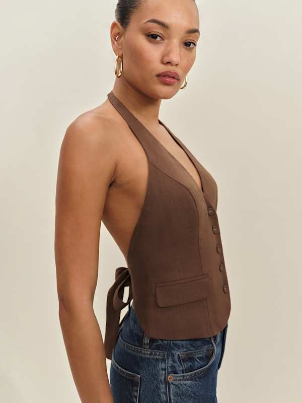 Gilet de costume en lin Aida - Gâteau au chocolat