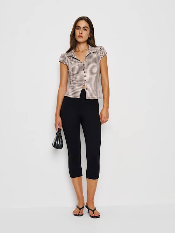 Top en maille Jenna - Marron et blanc