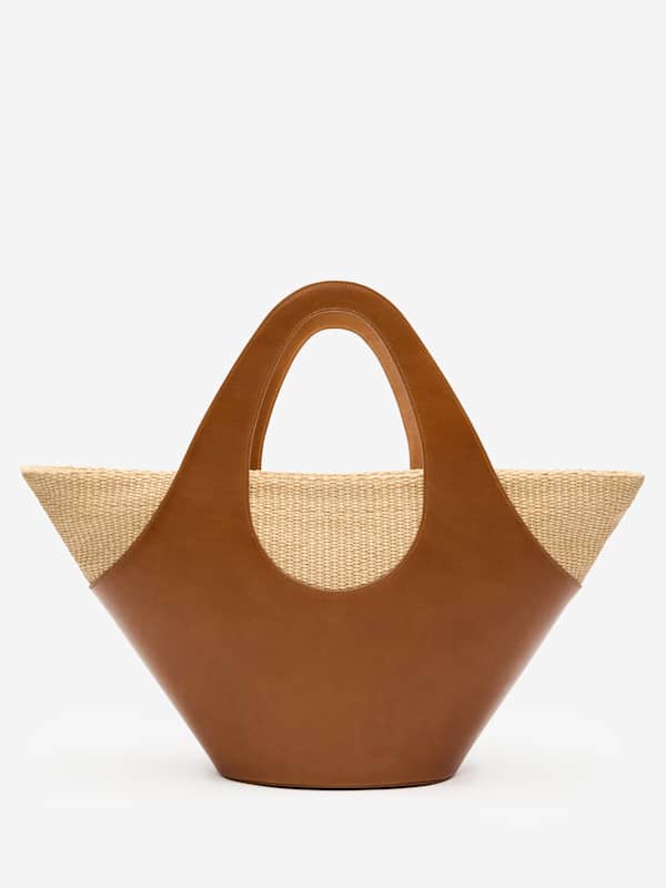 Siena Top Handle Tote - Couio Leather Natural Raffia