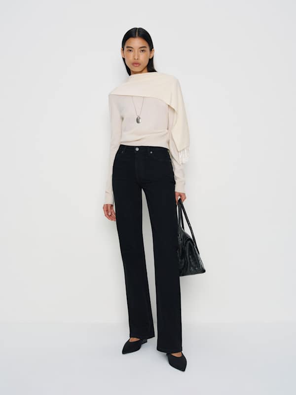 Elton Mid Rise Super Stretch Straight Jeans - Black