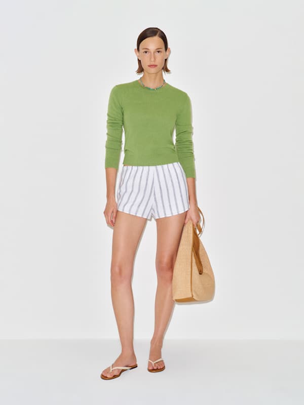 Lian Cashmere Crew Sweater - Green Bean