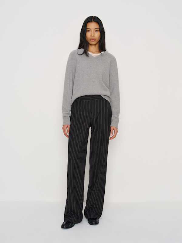 Gisele Low Rise Pant - Black And White Stripe