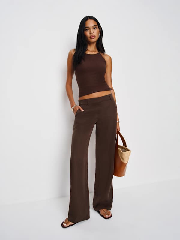 Pantalon taille basse Gisele - Café