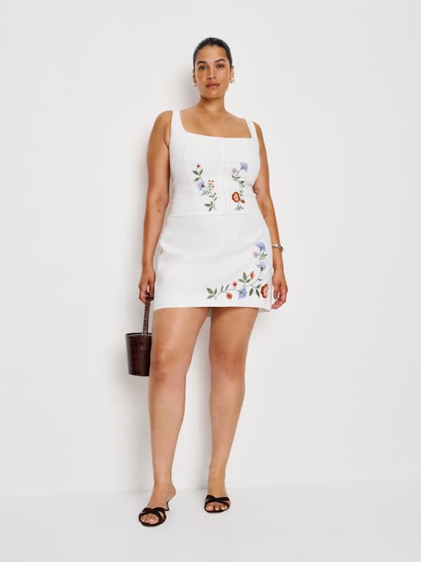 Jupe en lin Ren grandes tailles - Blanc