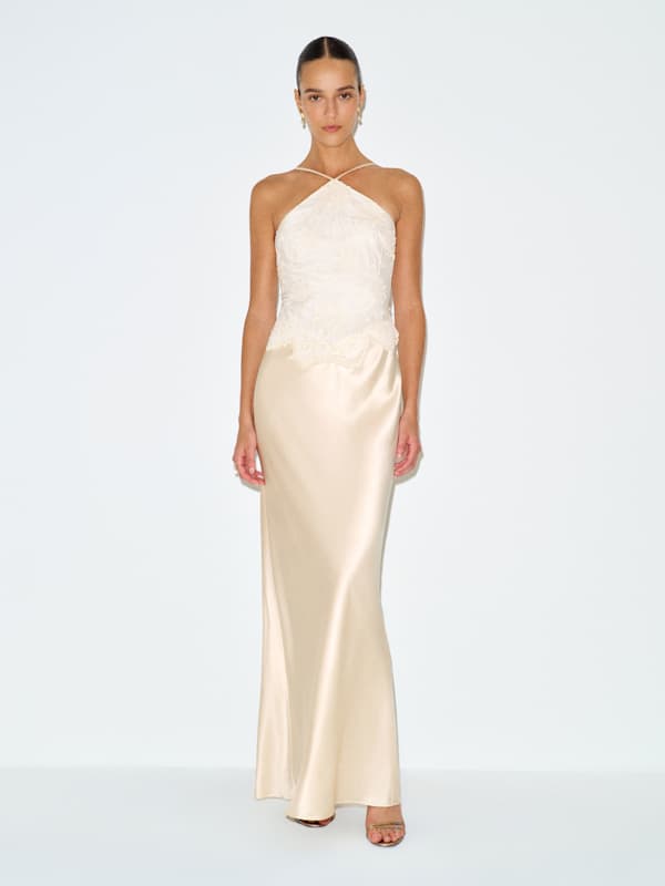 Jillian Silk Dress - Fior Di Latte Embroidery