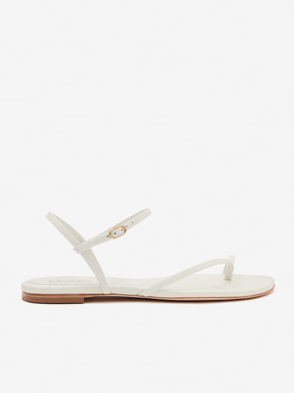 Oceane Flat Sandal - White Leather