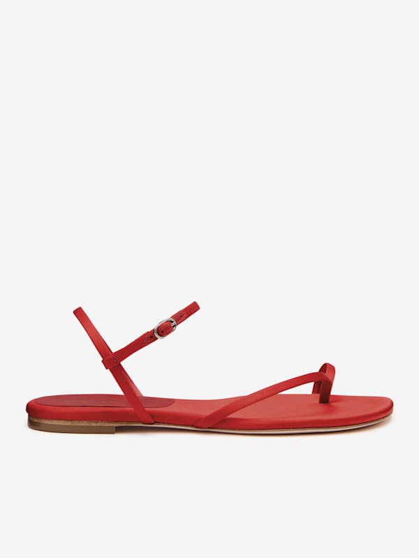 Sandales plates Oceane - Satin coquelicot