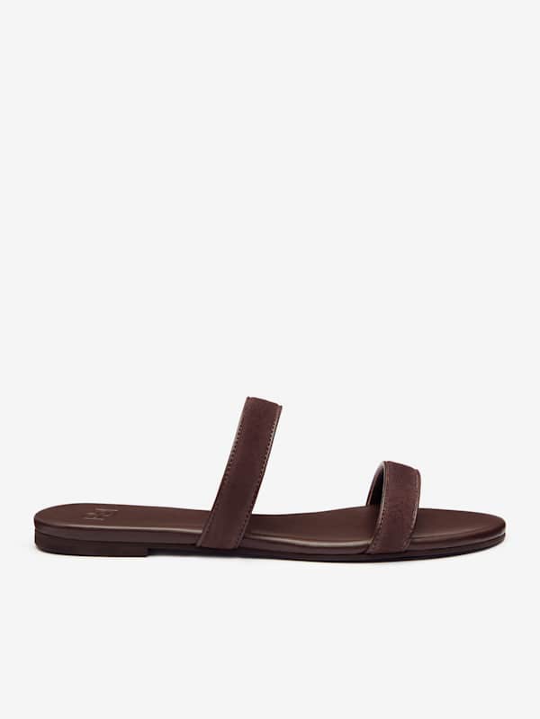 Lenora Flat Sandal - Espresso Leather Suede