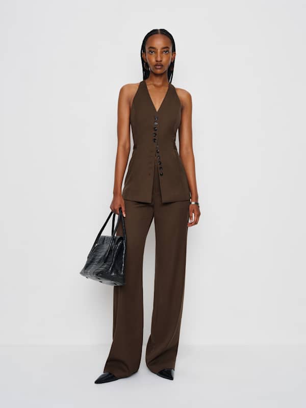 Pantalon taille haute Vida - Marron