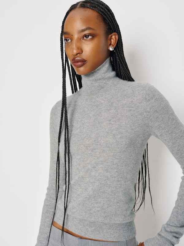 Pull col roulé en cachemire Jett - Granit