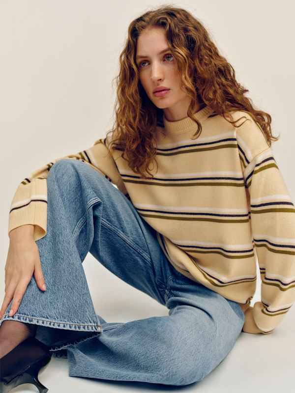Fabian Crew Sweater - Parmesan Multi Stripe