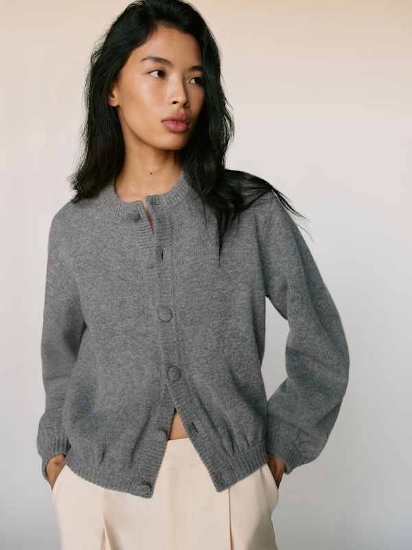 Cardigan en laine régénérative Cobel - Gris moyen